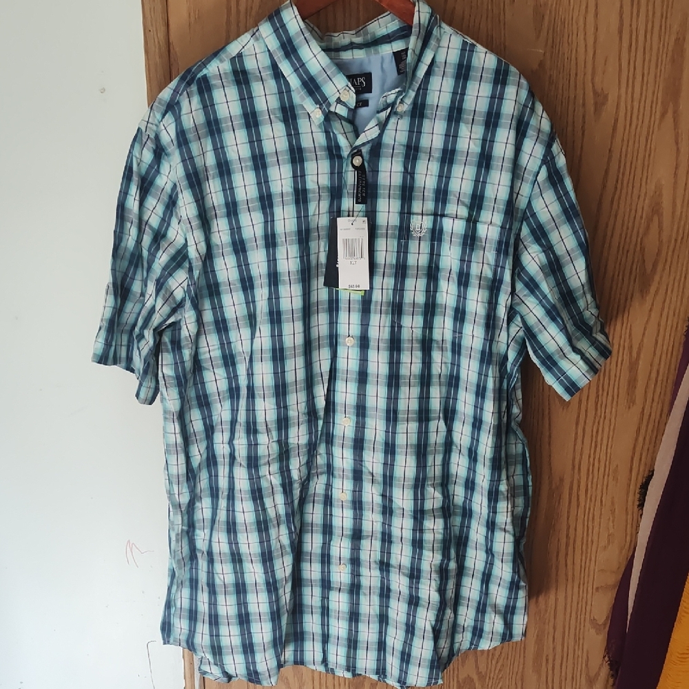 Chaps Blue and White Checkered Casual Shirt